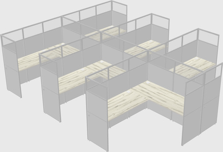 Shared l-shaped cubicle