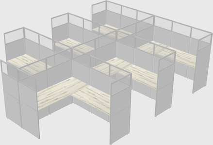 Shared l-shaped cubicle