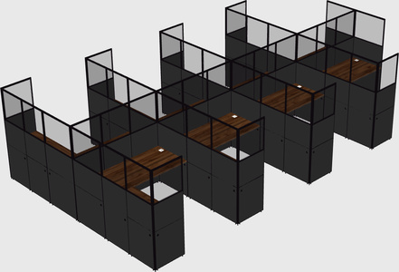 Shared l-shaped cubicle