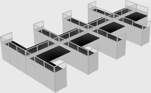 Shared l-shaped cubicle