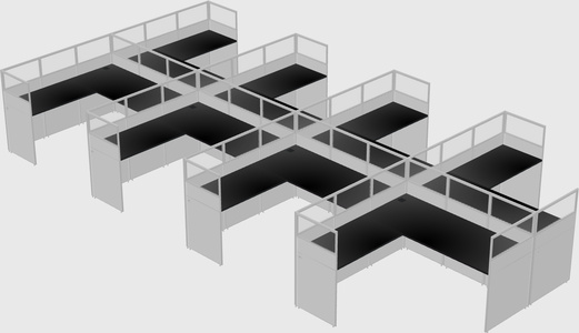 Shared l-shaped cubicle