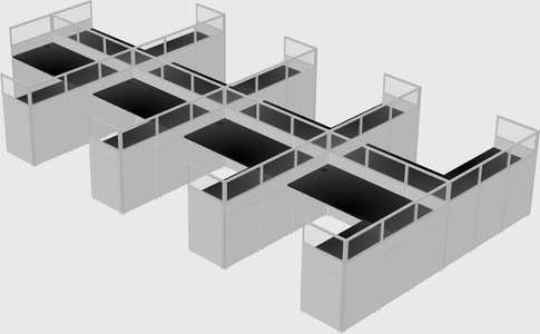 Shared l-shaped cubicle