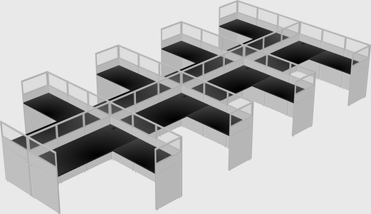Shared l-shaped cubicle