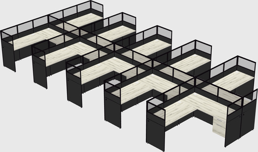 Shared l-shaped cubicle