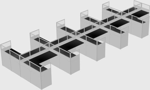 Shared l-shaped cubicle