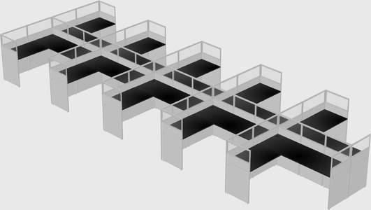 Shared l-shaped cubicle