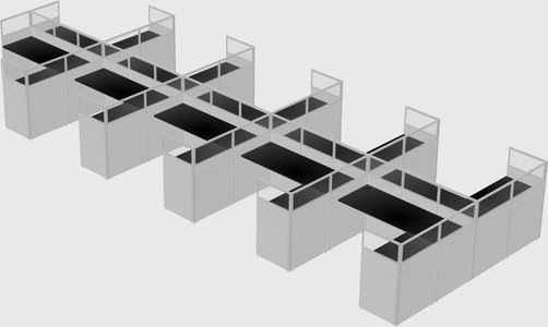 Shared l-shaped cubicle