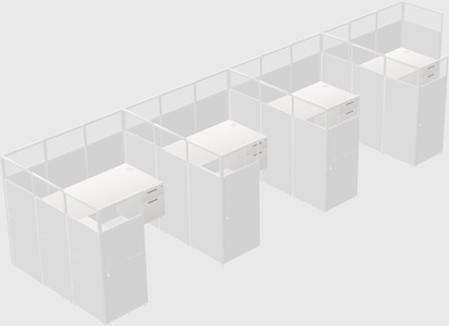 Shared l-shaped cubicle