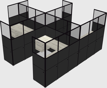 Shared l-shaped cubicle