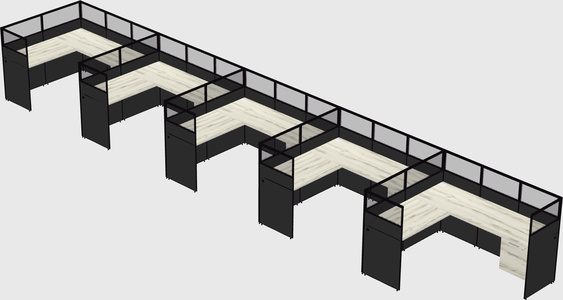 Shared l-shaped cubicle