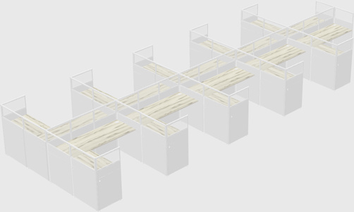 Shared l-shaped cubicle