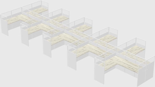 Shared l-shaped cubicle