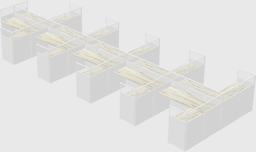 Shared l-shaped cubicle