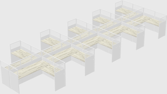 Shared l-shaped cubicle