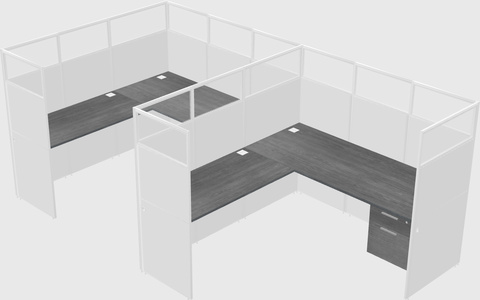 Shared l-shaped cubicle