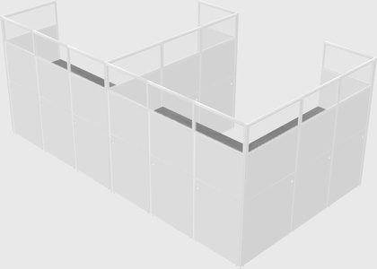Shared l-shaped cubicle