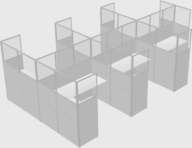 Shared l-shaped cubicle