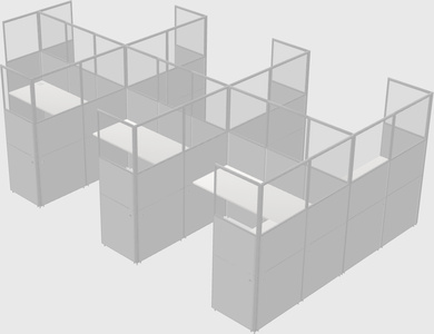 Shared l-shaped cubicle