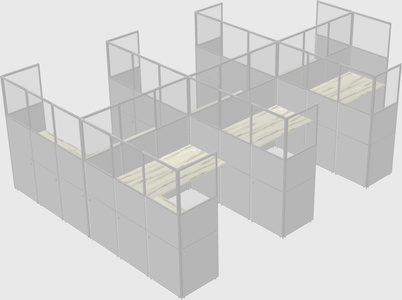 Shared l-shaped cubicle