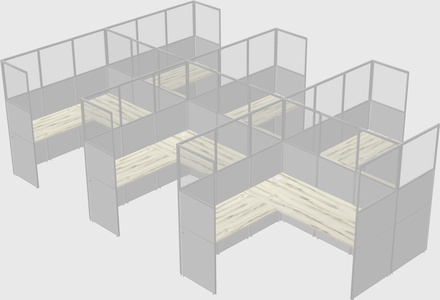Shared l-shaped cubicle
