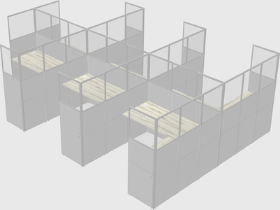 Shared l-shaped cubicle