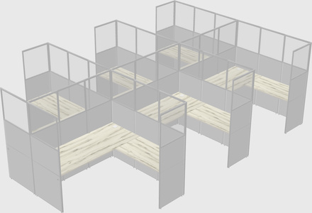 Shared l-shaped cubicle