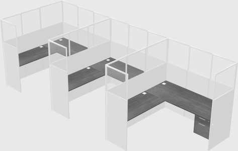 Shared l-shaped cubicle