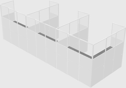 Shared l-shaped cubicle