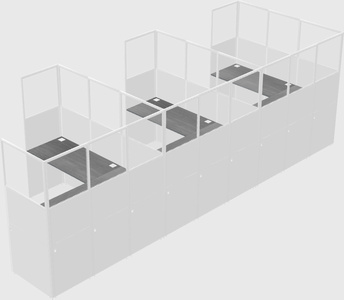 Shared l-shaped cubicle