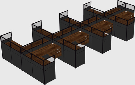 Shared l-shaped cubicle