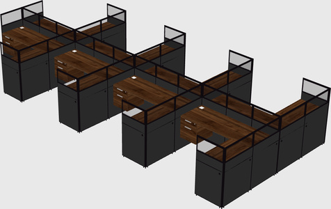 Shared l-shaped cubicle