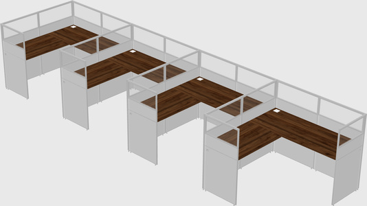 Shared l-shaped cubicle