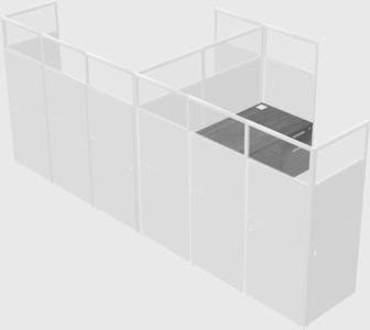 Shared l-shaped cubicle
