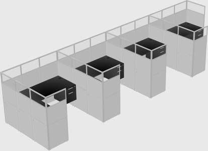 Shared l-shaped cubicle