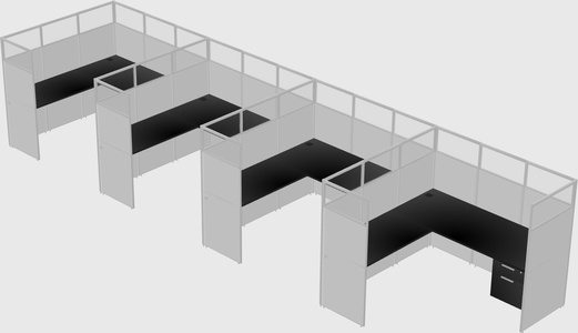 Shared l-shaped cubicle