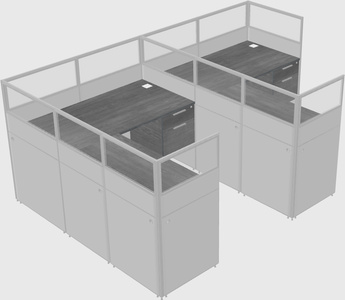 Shared l-shaped cubicle