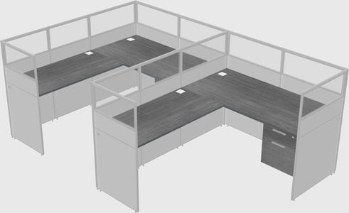 Shared l-shaped cubicle