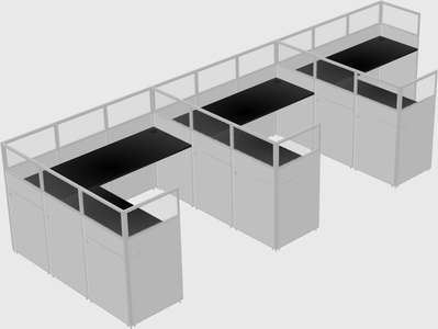 Shared l-shaped cubicle