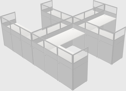 Shared l-shaped cubicle