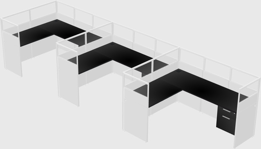 Shared l-shaped cubicle