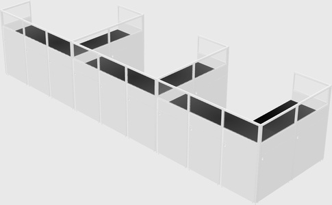 Shared l-shaped cubicle