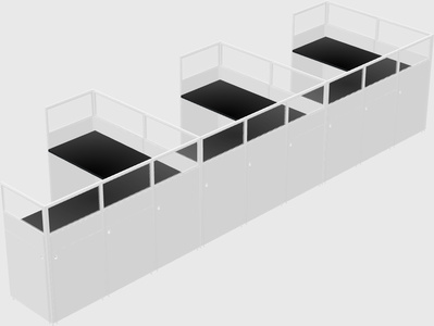 Shared l-shaped cubicle