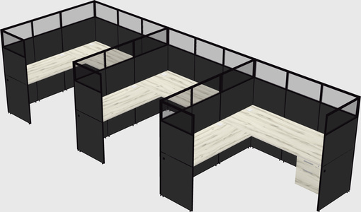 Shared l-shaped cubicle
