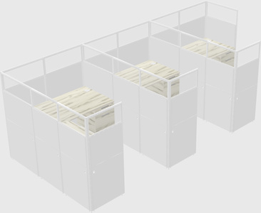 Shared l-shaped cubicle