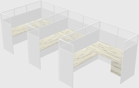 Shared l-shaped cubicle