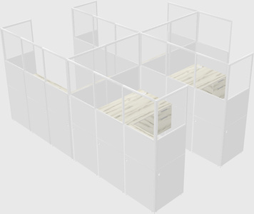 Shared l-shaped cubicle