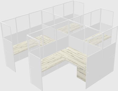 Shared l-shaped cubicle
