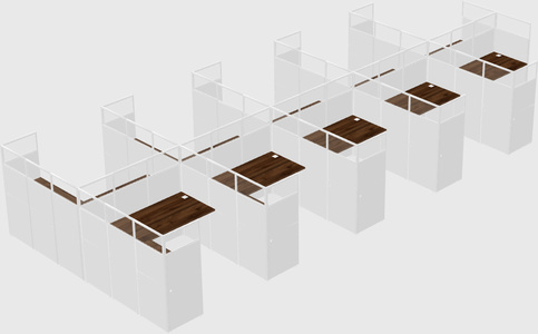 Shared l-shaped cubicle