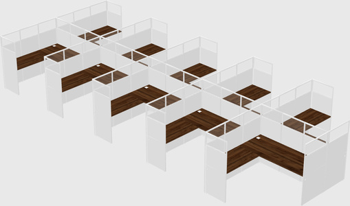 Shared l-shaped cubicle