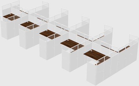 Shared l-shaped cubicle